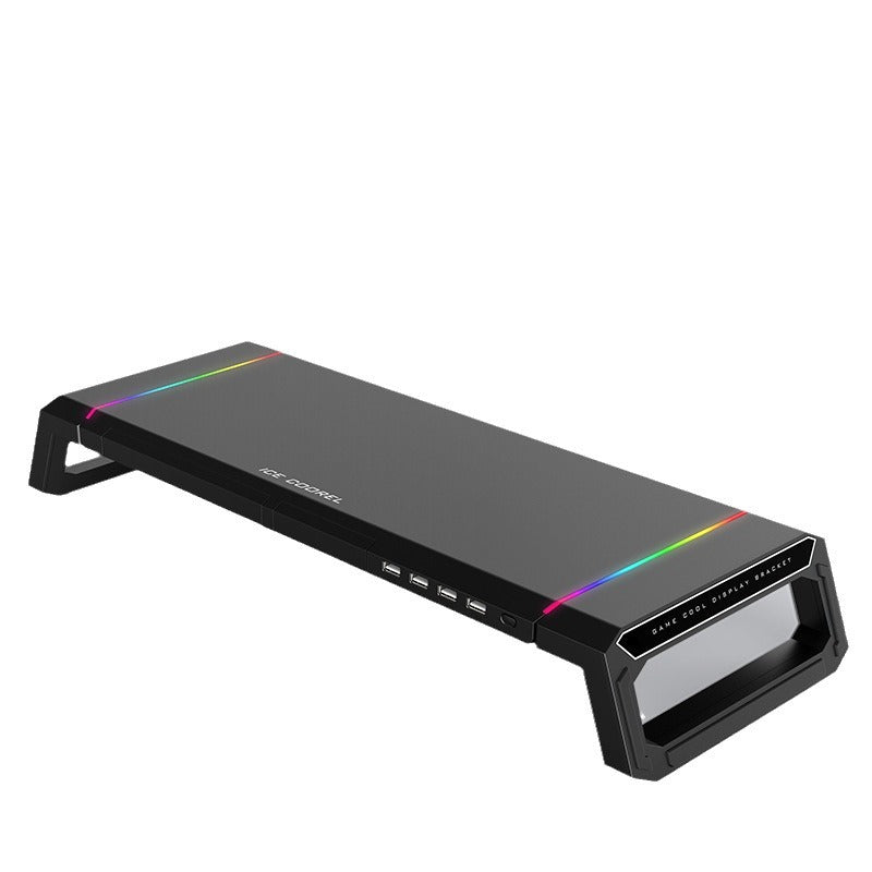 Vue latérale du Rehausseur d'Ecran RGB & USB 3.0, sur fond blanc - Kozyo.shop